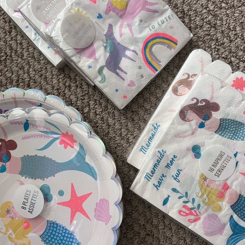 Meri Meri mermaid plates and napkins NWT